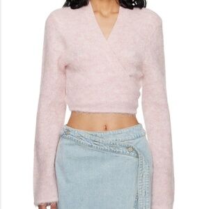 holzweiler pink alpaca-blend wrap cardigan